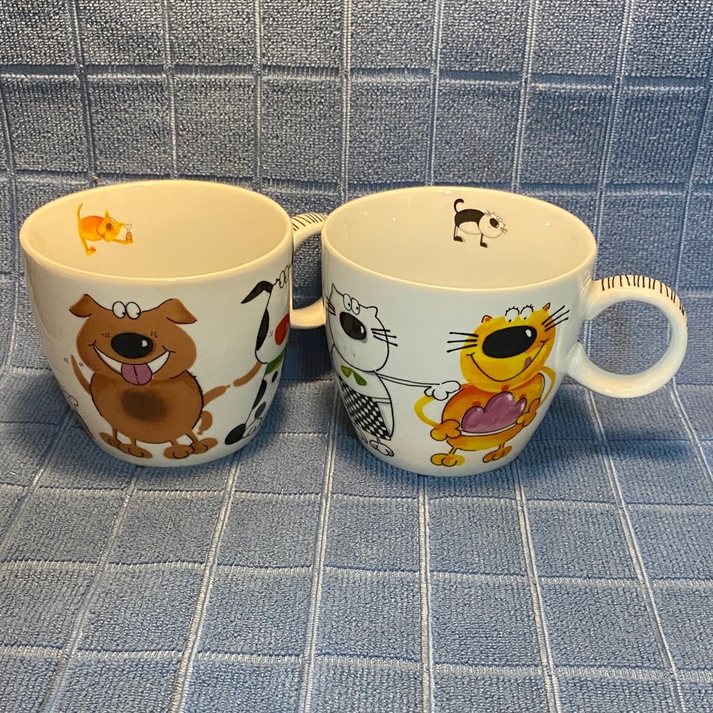 Cute Dog & Cat Print Mugs. By Stokes